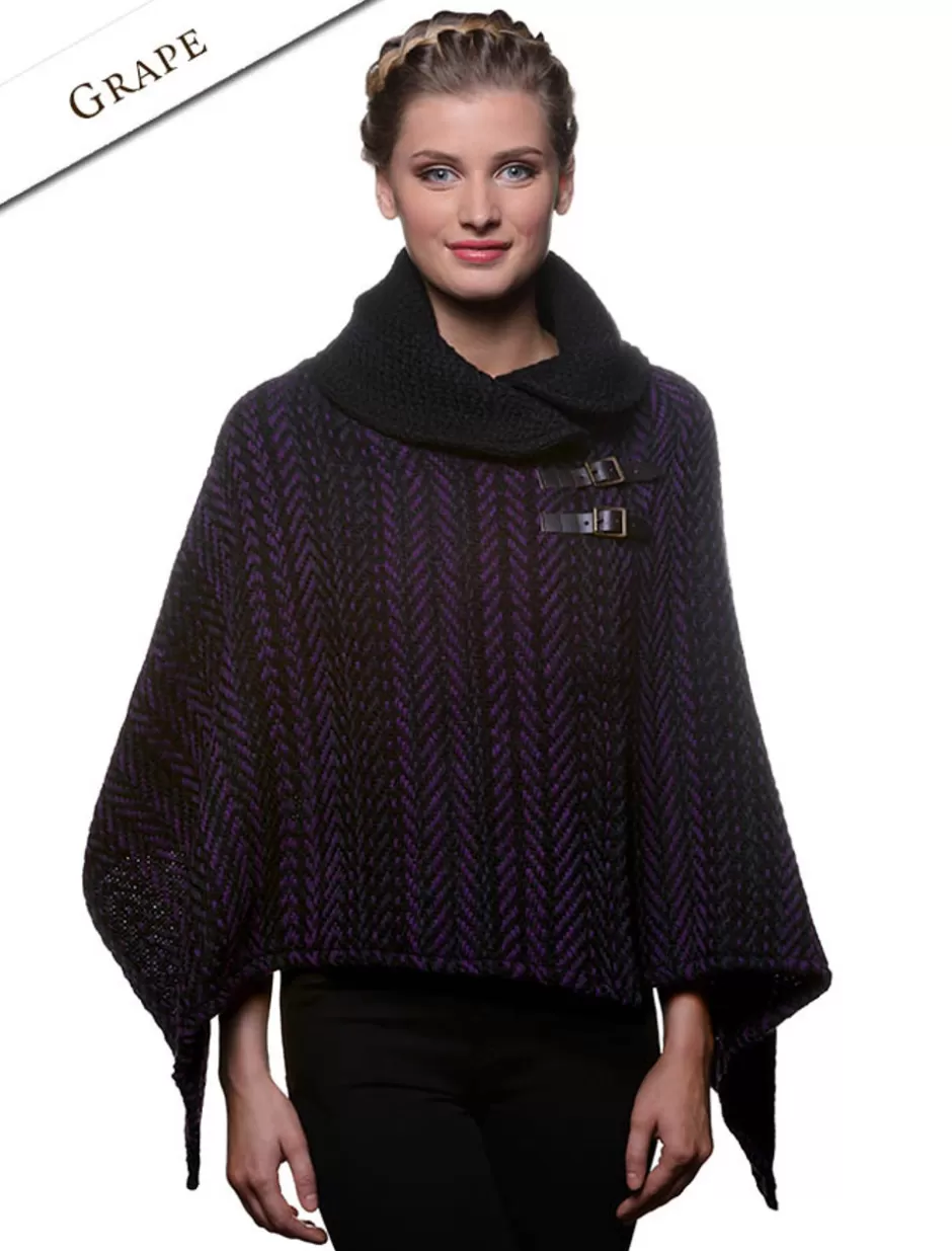 Ponchos, Capes & Shawls<Glenaran Shawl Collar Herringbone Poncho with Buckle Detail