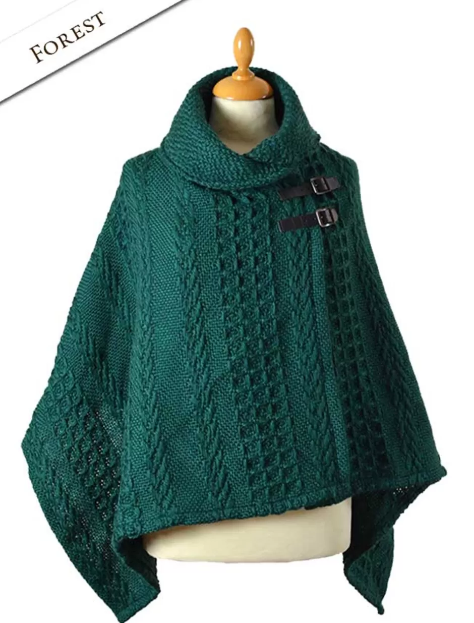 Ponchos, Capes & Shawls<Glenaran Shawl Collar Poncho with Leather Buckle Detail