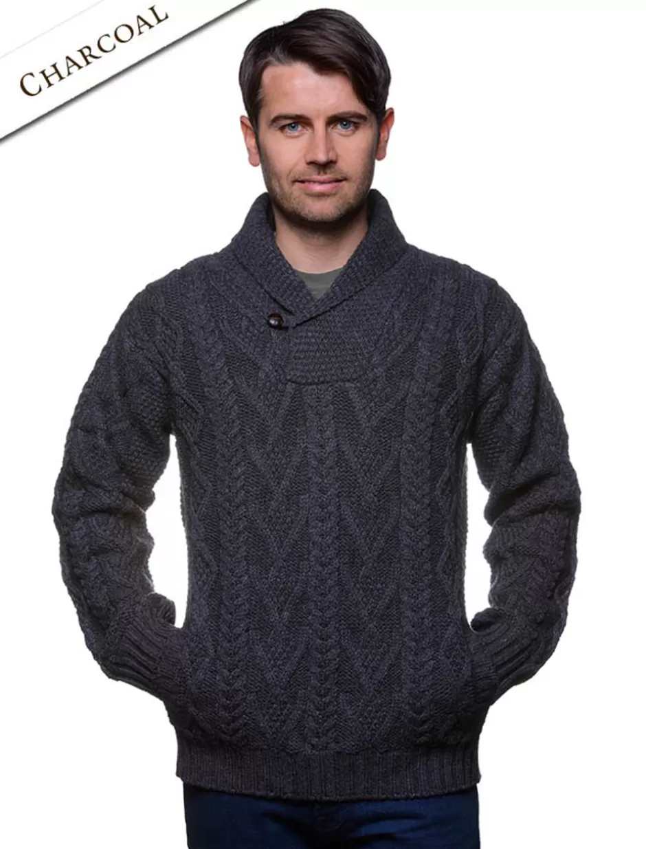 Sweaters<Glenaran Shawl Collar Sweater - One Button Fisherman Sweater