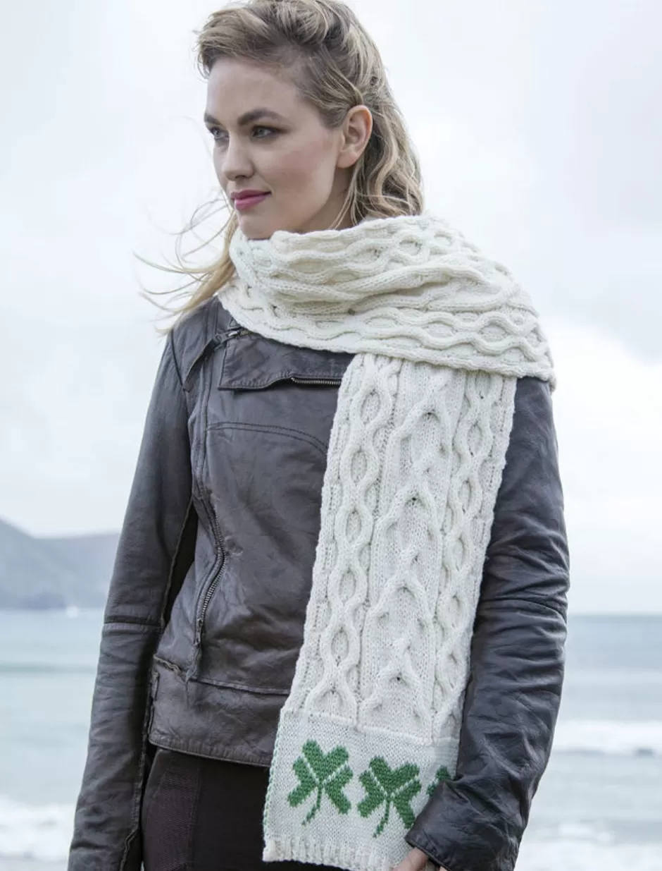 Knitted Wool Scarves<Glenaran Three Shamrocks Merino Scarf