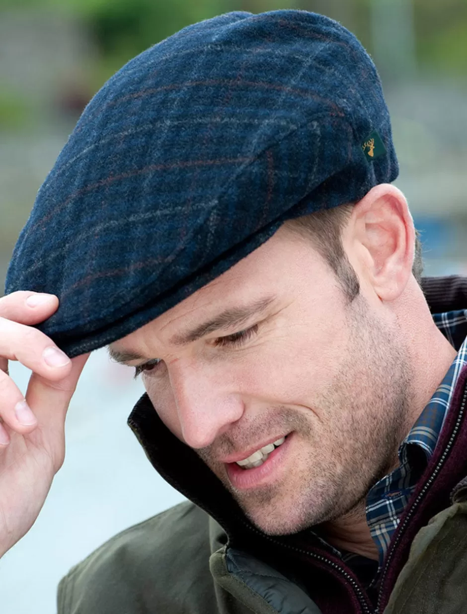 Irish Flat Caps<Glenaran Trinity Tartan Flat Cap - Navy