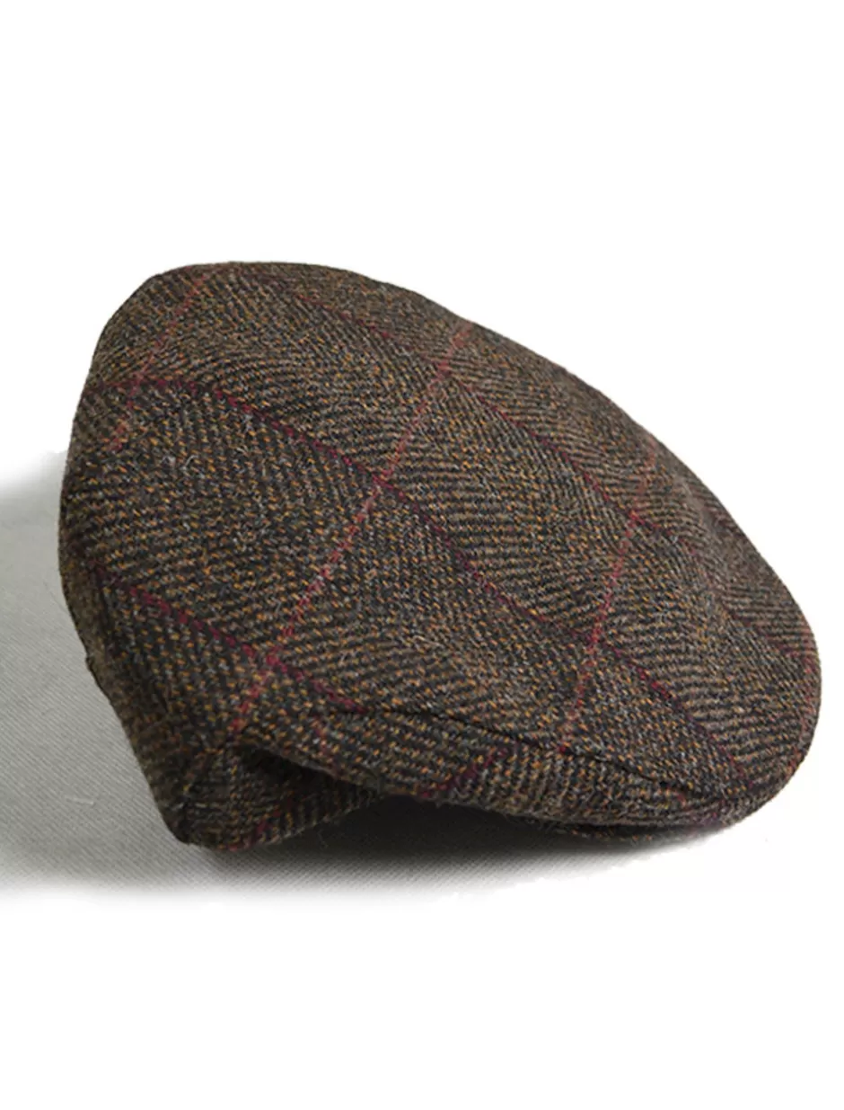 Irish Flat Caps<Glenaran Trinity Tweed Flat Cap - Brown with Red