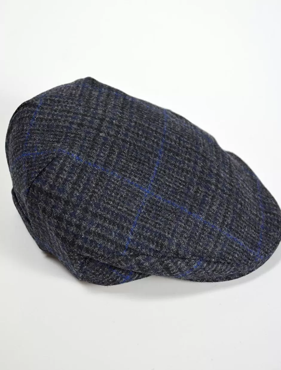 Irish Flat Caps<Glenaran Trinity Tweed Flat Cap - Charcoal with Blue