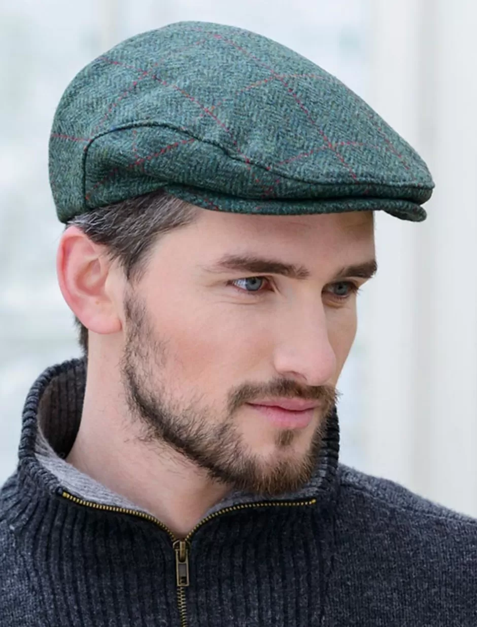 Irish Flat Caps<Glenaran Trinity Tweed Flat Cap - Green Plaid