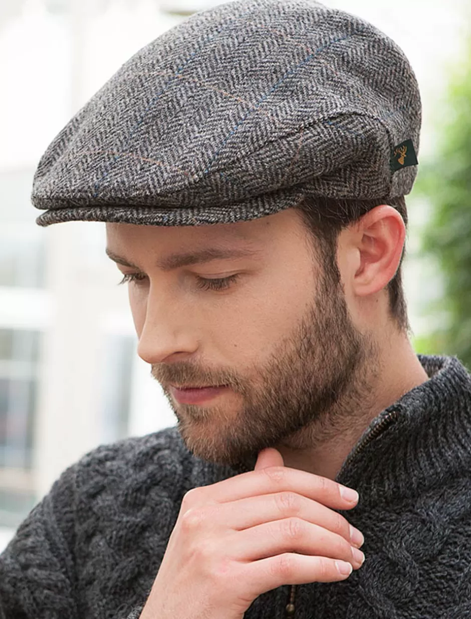 Irish Flat Caps<Glenaran Trinity Tweed Flat Cap - Grey with Tan