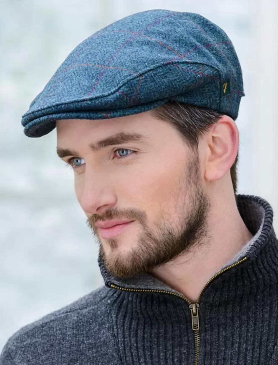 Irish Flat Caps<Glenaran Trinity Tweed Flat Cap - Turquoise Plaid - DISCONTINUED