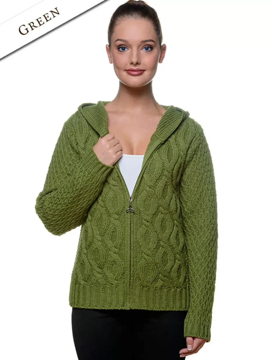 Cardigans, Jackets & Coatigans<Glenaran Women's Merino Wool Cable Knit Hoodie