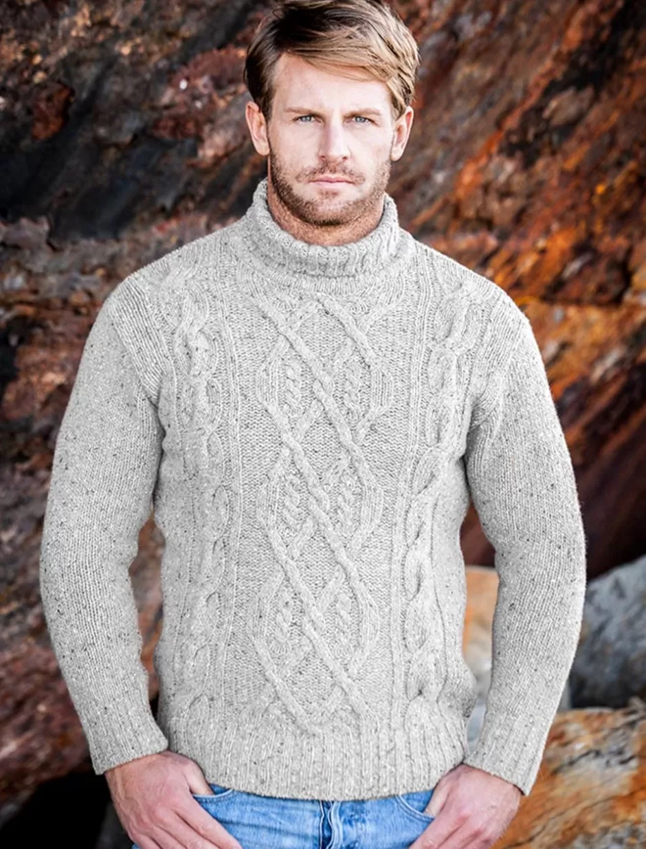 Sweaters<Glenaran Wool Cashmere Aran Mock Turtleneck Sweater